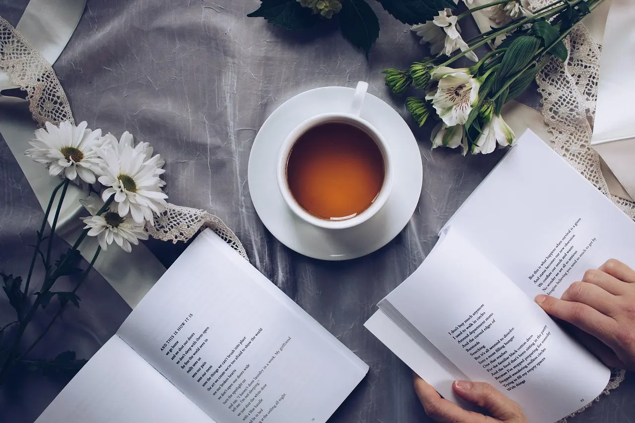 A person reading quietly at home